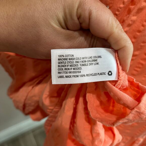 A New Day Coral Peach Waffle Knit Baby Doll Dress With Pockets Size Small - Picture 4 of 6